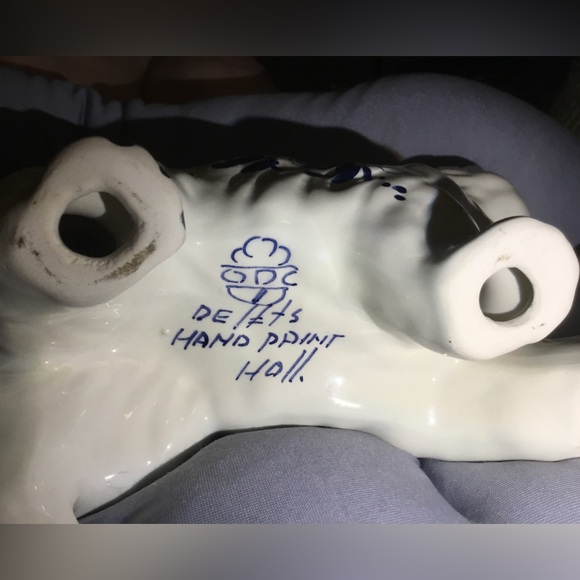 Vintage Delft Holland Blue and White  Porcelain 7.5” Cat Hand Painted - Picture 9 of 10